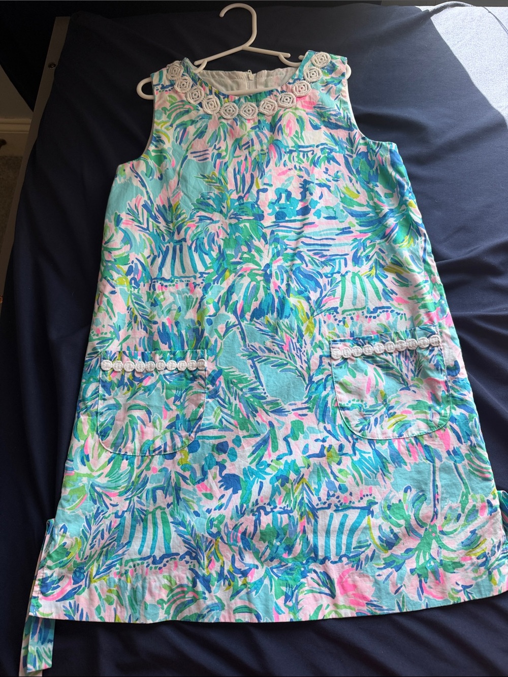 Lilly Pulitzer Aqua and Pink Tropical Floral Shift Dress